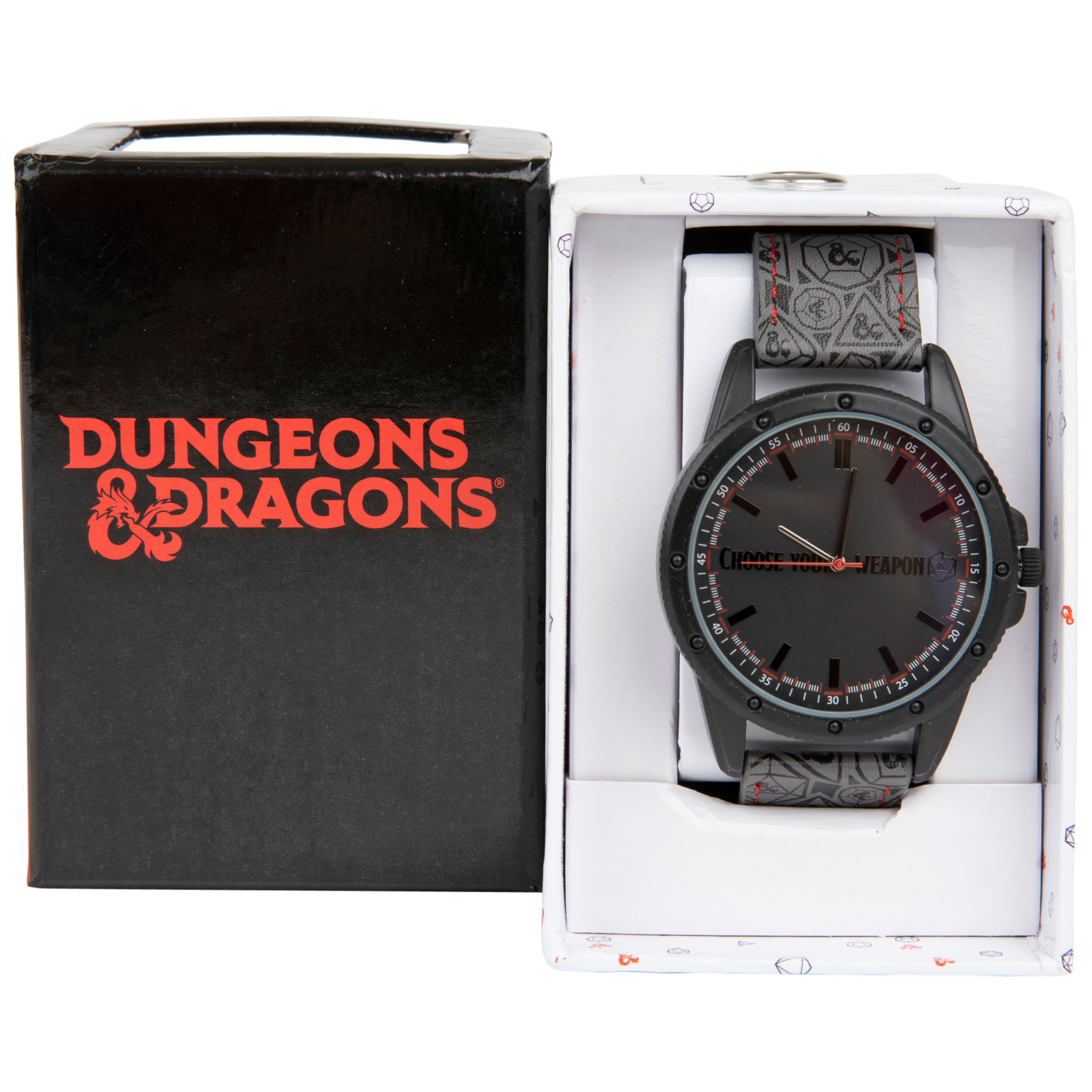 Dungeons & Dragons Analog Watch Face with Symbol Pattern Wrist Band
